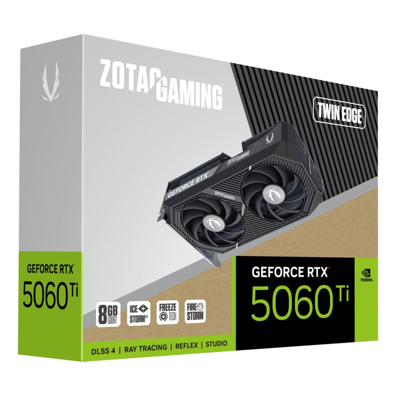 ZOTAC GeForce RTX 5060 Ti Twin Edge - 8GB GDDR7, Boost 2572 MHz, PCIe 5.0 x8, Black — Buy in Cyprus with Fast Delivery