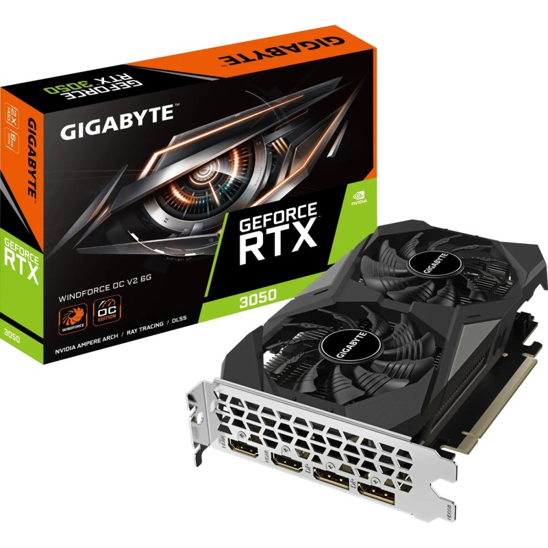 Gigabyte GeForce RTX 3050 Windforce OC V2 - 6GB GDDR6, 1477MHz, Black/Silver — Buy in Cyprus with Fast Delivery