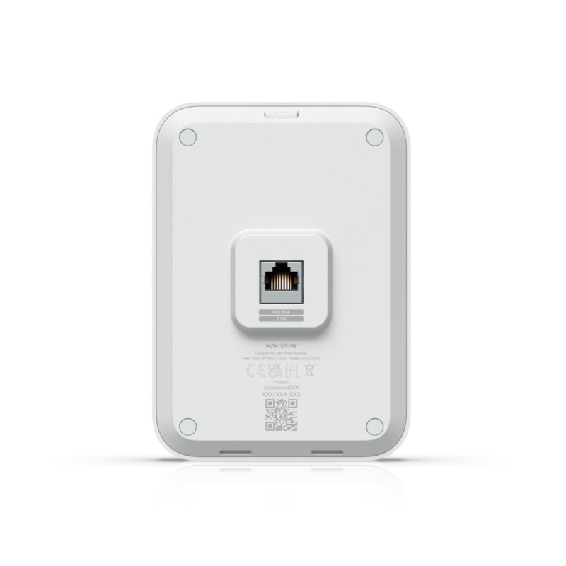 Ubiquiti UniFi U7-IW - In-Wall Wi-Fi 7 Access Point - White, 4 Spatial Streams, Integrated 2.5GbE PoE Switch