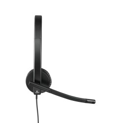 Logitech H570e Stereo Headset - 981-000575 - USB-A Wired, Black, On-ear (Supraaural), Noise-Canceling Boom Mic