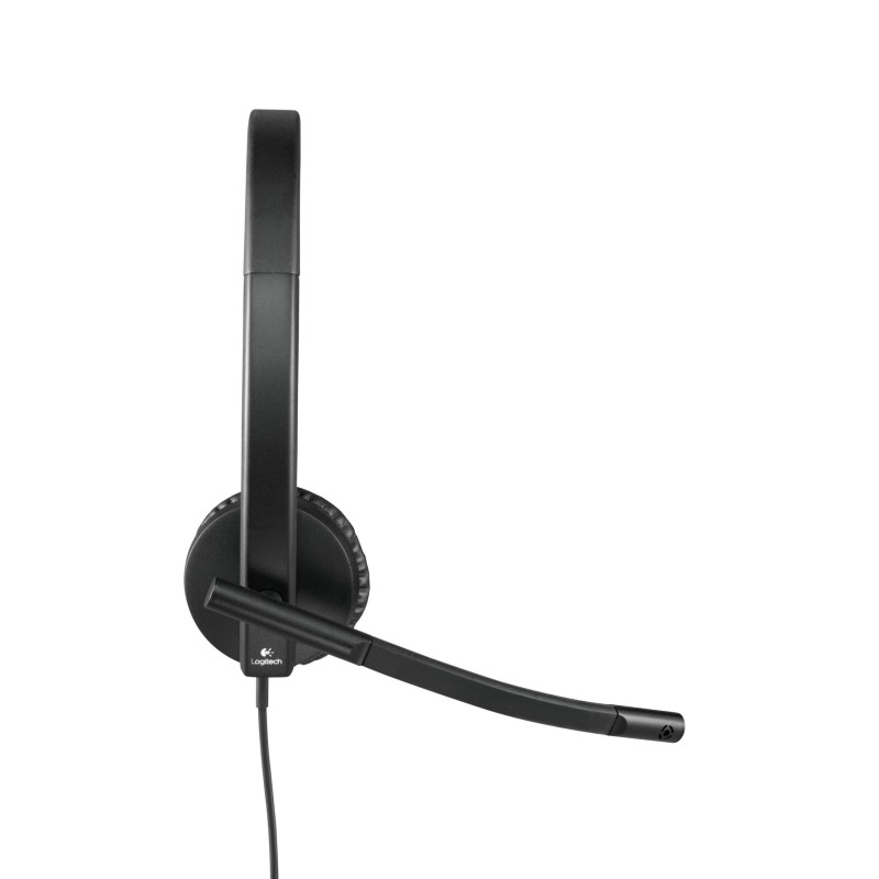 Logitech H570e Stereo Headset - 981-000575 - USB-A Wired, Black, On-ear (Supraaural), Noise-Canceling Boom Mic