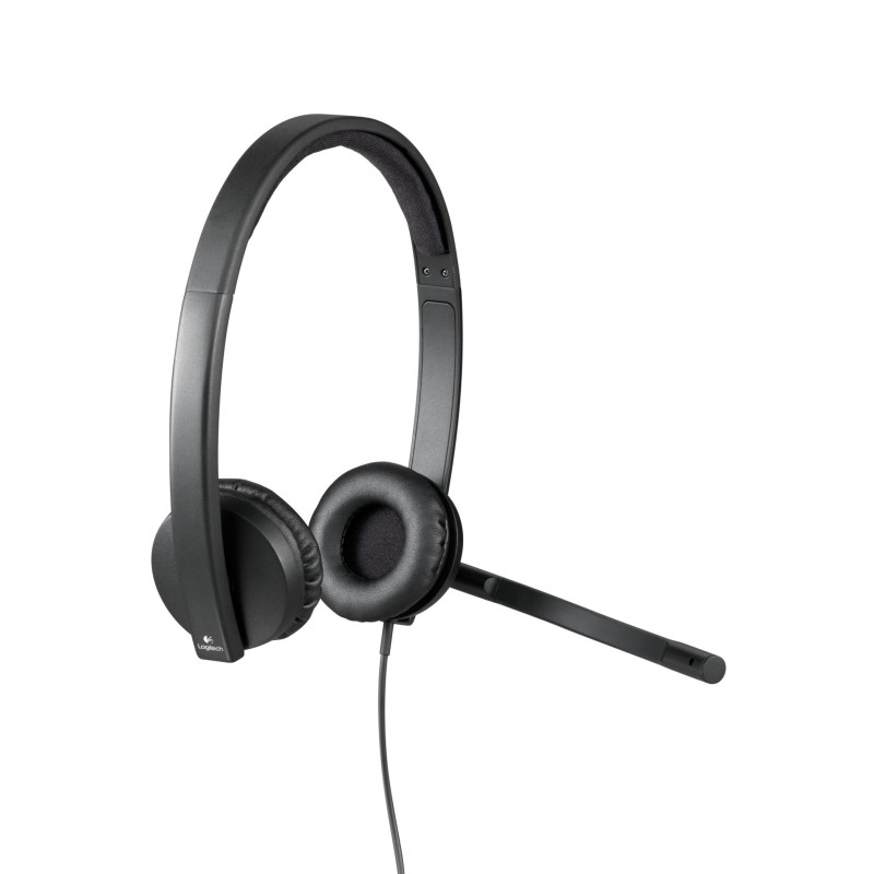 Logitech H570e Stereo Headset - 981-000575 - USB-A Wired, Black, On-ear (Supraaural), Noise-Canceling Boom Mic