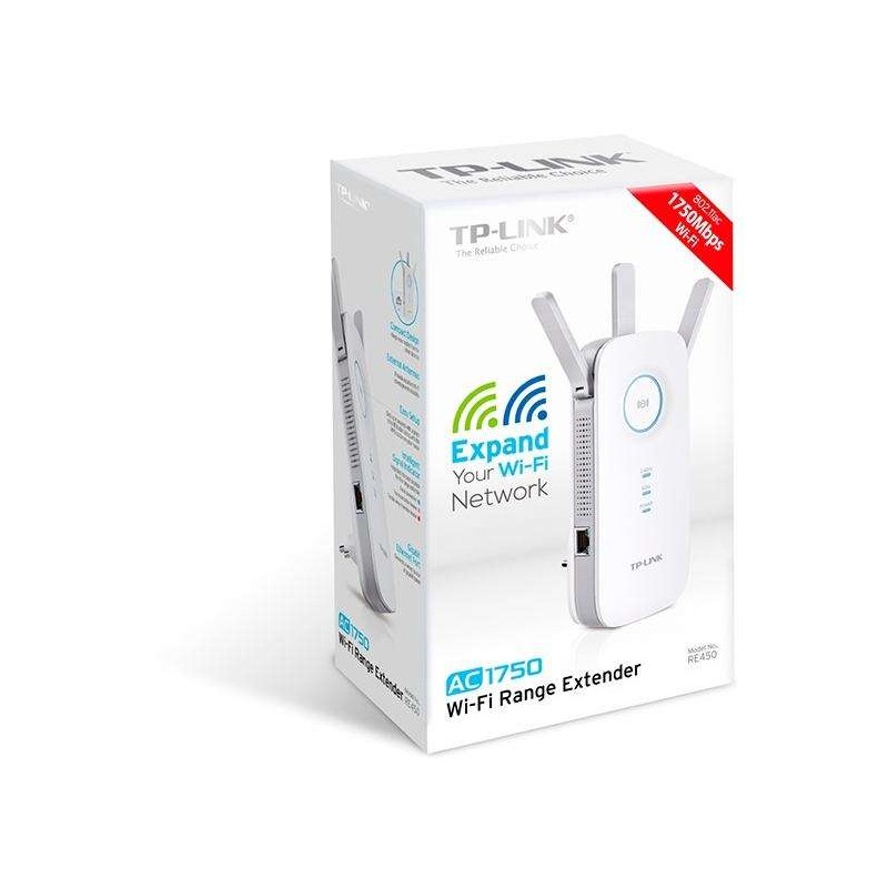 TP-Link AC1750 Wi-Fi Range Extender - RE450 - Dual-Band, Gigabit Ethernet, Wall-Plug, White — Buy in Cyprus with Fast Delivery