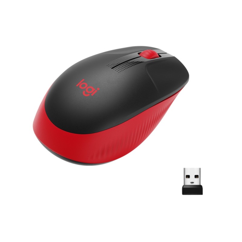 Logitech M190 Wireless Mouse - 910-005908 - Red, Ambidextrous, 1000 DPI, 2.4 GHz Nano Receiver