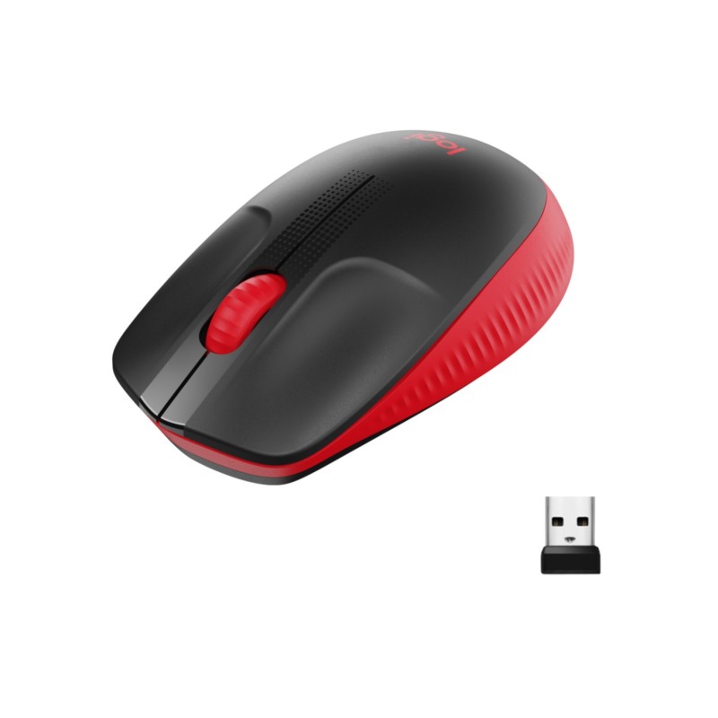 Logitech M190 Wireless Mouse - 910-005908 - Red, Ambidextrous, 1000 DPI, 2.4 GHz Nano Receiver