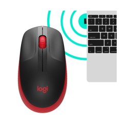 Logitech M190 Wireless Mouse - 910-005908 - Red, Ambidextrous, 1000 DPI, 2.4 GHz Nano Receiver