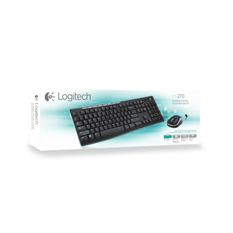 Logitech Wireless Combo MK270 - 920-004511 - Black Full-Size German QWERTZ Keyboard & Optical Mouse, 2.4 GHz Nano Receiver