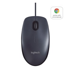 Logitech B100 Optical Mouse - 910-003357 - Black, Wired USB Type-A, 800 DPI, Ambidextrous, 3-Button