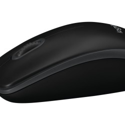 Logitech B100 Optical Mouse - 910-003357 - Black, Wired USB Type-A, 800 DPI, Ambidextrous, 3-Button