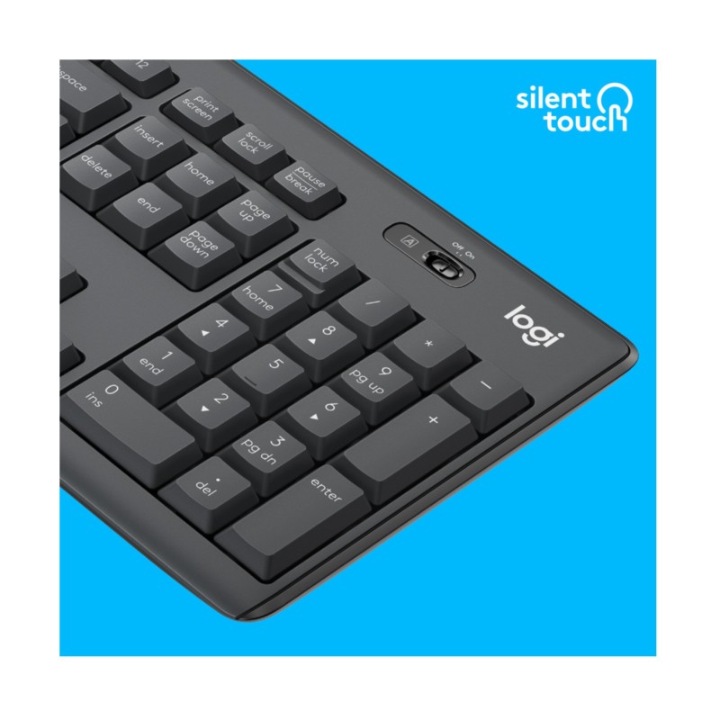 Logitech Wireless Combo MK295 - 920-009800 - Graphite, Silent Full-Size Keyboard & Ambidextrous Mouse (2.4 GHz USB)