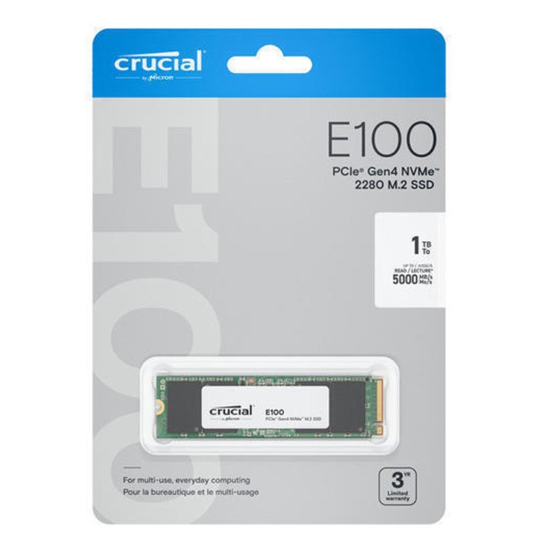 Crucial E100 - CT1000E100SSD8 - 1TB M.2 2280 NVMe PCIe 4.0 x4 SSD, 5000/4500 MB/s — Buy in Cyprus with Fast Delivery