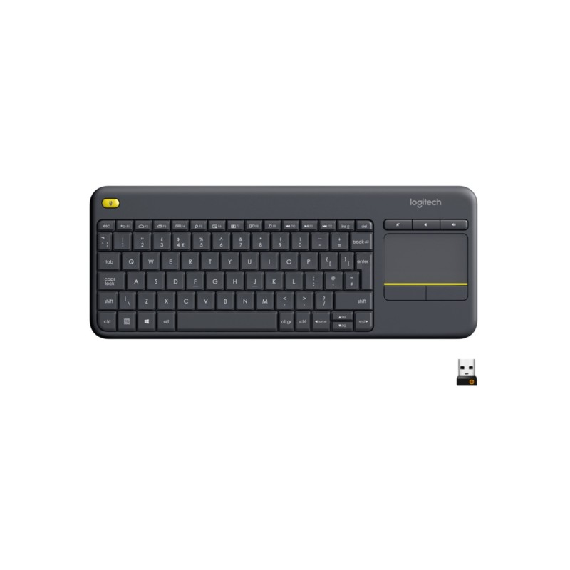 Logitech K400 Mini Wireless Keyboard - 920-007145 - Mini RF 2.4GHz, Touchpad, US Intl, Black