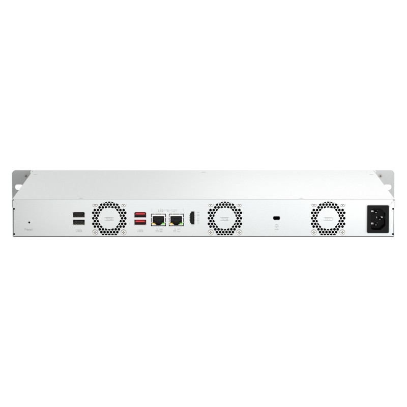 QNAP TS-464eU-8G - 4-Bay 1U Rack NAS - Intel Celeron N5095 2.0–2.9GHz, 8GB DDR4, 2x2.5GbE, 2x M.2, Aluminium/Black