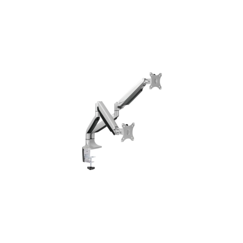 LogiLink Dual Monitor Arm BP0043 - Aluminum Gas-Spring, 13-32 inch, Dual-Arm Desk Clamp/Grommet, VESA 75x75 & 100x100