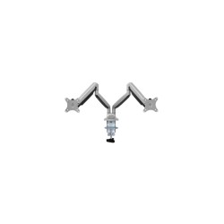 LogiLink Dual Monitor Arm BP0043 - Aluminum Gas-Spring, 13-32 inch, Dual-Arm Desk Clamp/Grommet, VESA 75x75 & 100x100