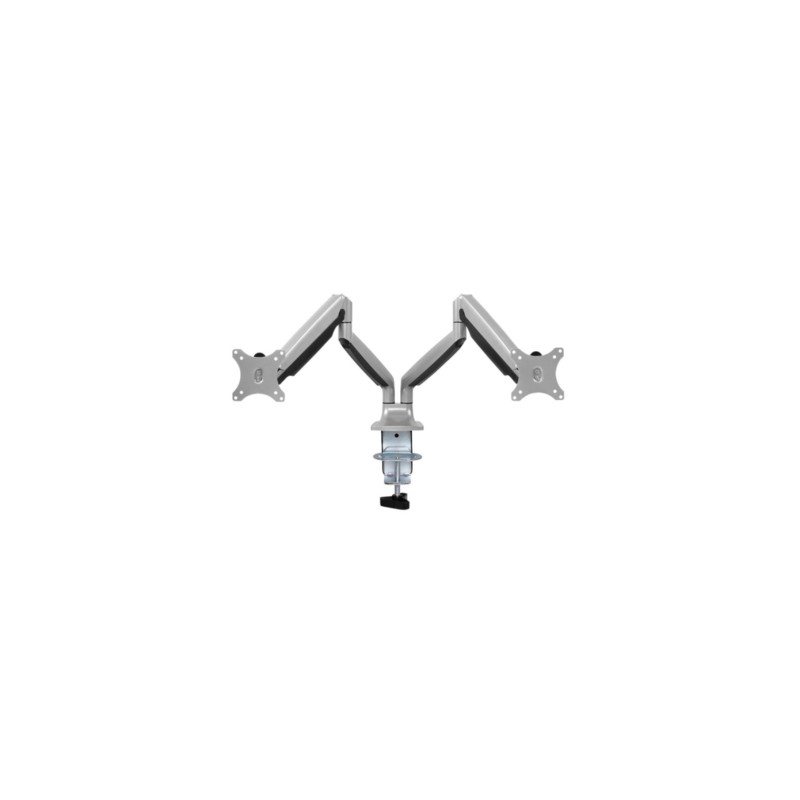LogiLink Dual Monitor Arm BP0043 - Aluminum Gas-Spring, 13-32 inch, Dual-Arm Desk Clamp/Grommet, VESA 75x75 & 100x100