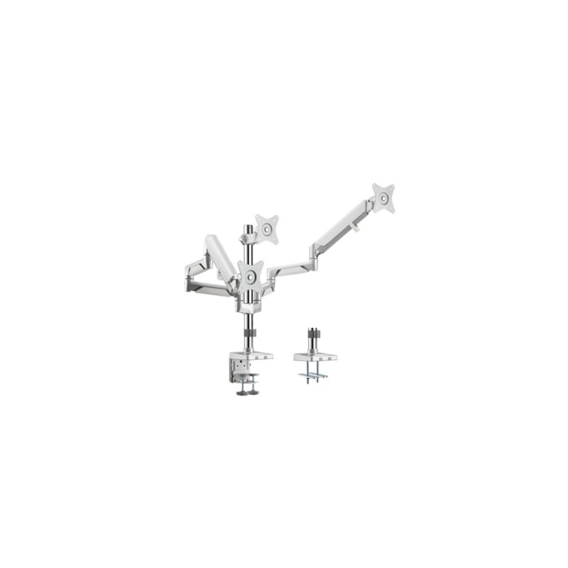 LogiLink Triple Monitor Desk Mount - BP0090 - 3x 17-27 inch Clamp Arm, VESA 75/100mm, Silver