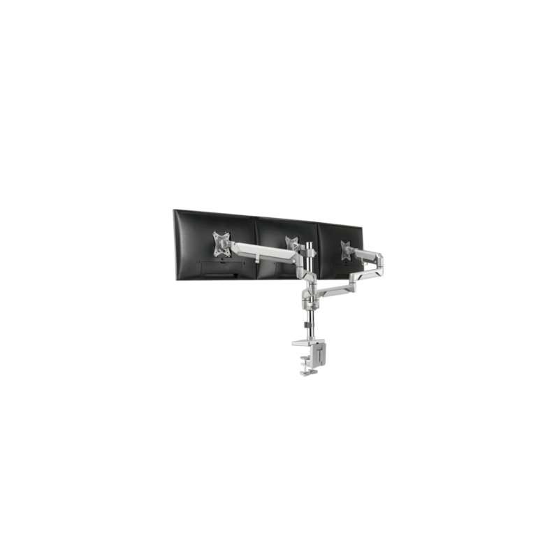 LogiLink Triple Monitor Desk Mount - BP0090 - 3x 17-27 inch Clamp Arm, VESA 75/100mm, Silver