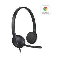 Logitech H340 Headset - 981-000475 - USB-A Wired, Black, On-ear Headband, Noise-reducing Boom Microphone