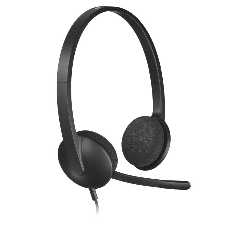 Logitech H340 Headset - 981-000475 - USB-A Wired, Black, On-ear Headband, Noise-reducing Boom Microphone