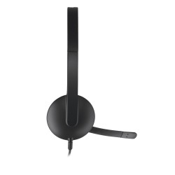 Logitech H340 Headset - 981-000475 - USB-A Wired, Black, On-ear Headband, Noise-reducing Boom Microphone