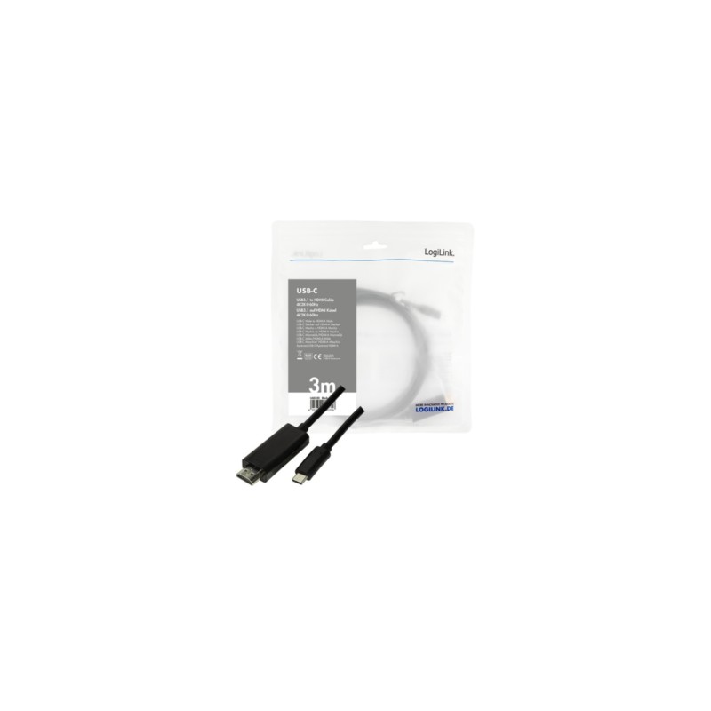 LogiLink USB 3.2 Gen1 USB-C to HDMI Cable - UA0330 - 3 m, 4K@60Hz, Black — Buy in Cyprus with Fast Delivery
