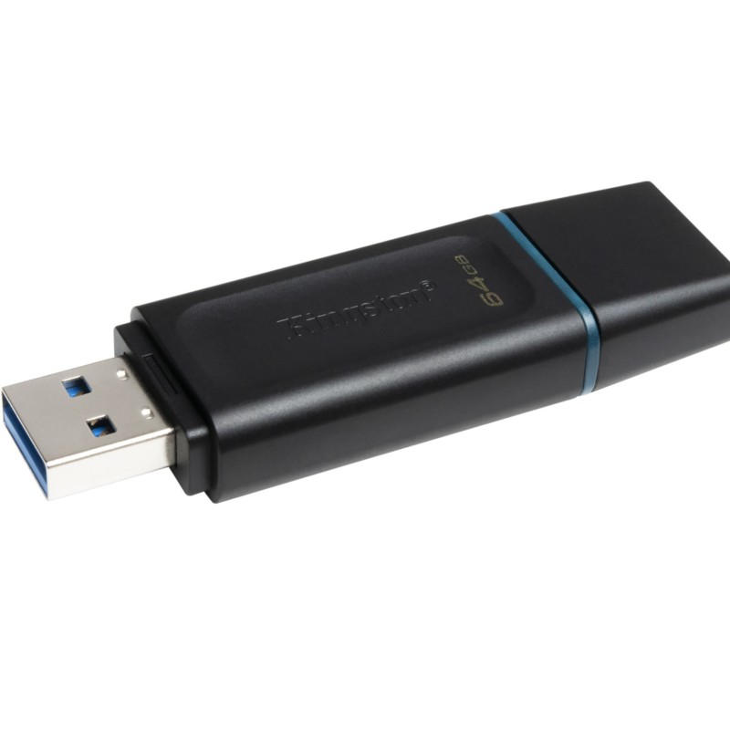 Kingston DataTraveler Exodia DTX - 64GB USB 3.2 Gen 1 Flash Drive - Black/Turquoise, USB-A, Key Ring