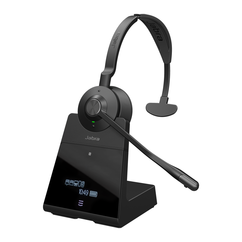Jabra Engage 75 Mono Headset - 9656-583-111 - DECT & Bluetooth 5.0, Mono, Black, Noise-Cancelling Boom Mic, 13h Battery