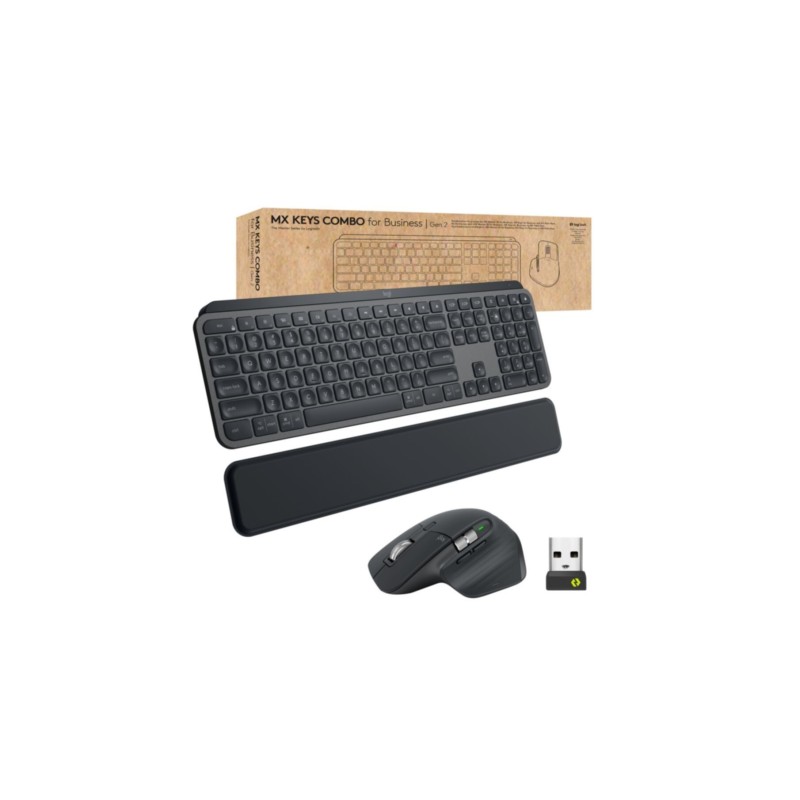 Logitech MX Keys Combo for Business - 920-010926 - Graphite, Wireless RF & Bluetooth, German QWERTZ, Backlit