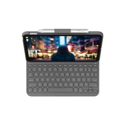 Logitech Slim Folio Keyboard Case - 920-011423 - Oxford Grey, German QWERTZ, Bluetooth, for iPad (10th gen)