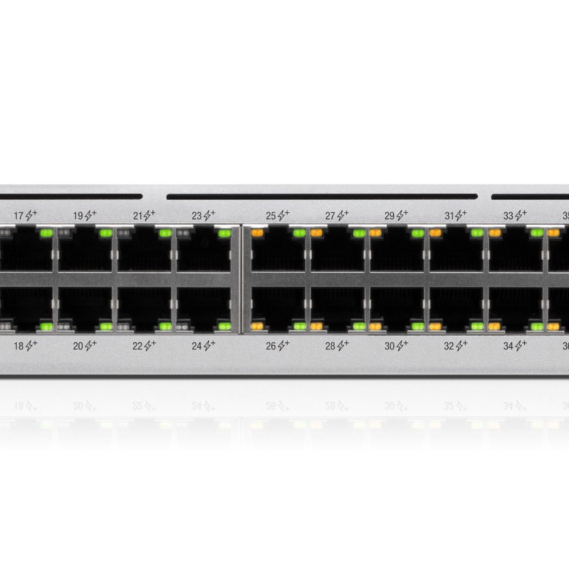 Ubiquiti UniFi USW-PRO-48-POE - 48-Port Gigabit Switch, 40 PoE+ Ports, 600W Budget, 4x10G SFP+, Silver, 1U