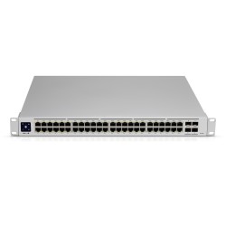 Ubiquiti UniFi USW-PRO-48-POE - 48-Port Gigabit Switch, 40 PoE+ Ports, 600W Budget, 4x10G SFP+, Silver, 1U
