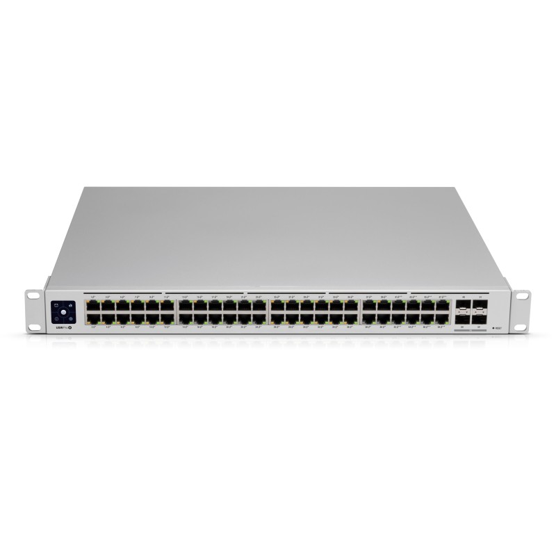 Ubiquiti UniFi USW-PRO-48-POE - 48-Port Gigabit Switch, 40 PoE+ Ports, 600W Budget, 4x10G SFP+, Silver, 1U