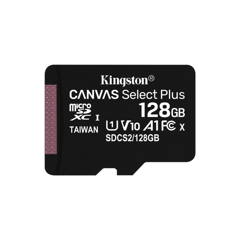 Kingston Canvas Select Plus MicroSDXC SDCS2 - 128GB, UHS-I U1 (V10), 100MB/s, Black, with SD Adapter
