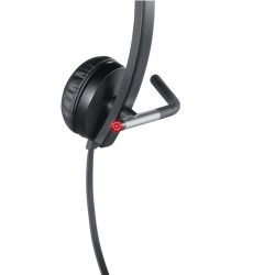 Logitech H650e Stereo Headset - 981-000519 - USB-A Wired, Black/Silver, On-ear, Noise-canceling Boom Mic