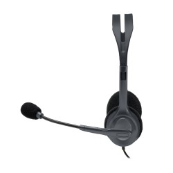 Logitech H111 - 981-000593 - Wired On-Ear Headset, Grey, 3.5mm Jack, Boom Microphone, 2.35m Cable