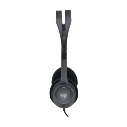 Logitech H111 - 981-000593 - Wired On-Ear Headset, Grey, 3.5mm Jack, Boom Microphone, 2.35m Cable