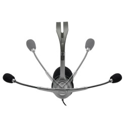Logitech H111 - 981-000593 - Wired On-Ear Headset, Grey, 3.5mm Jack, Boom Microphone, 2.35m Cable
