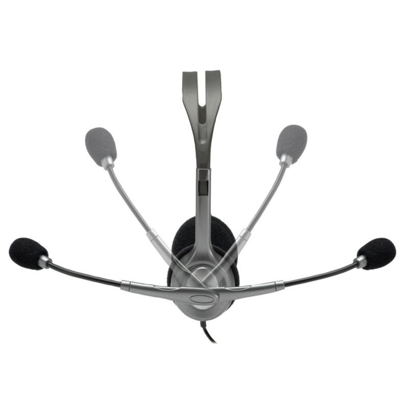 Logitech H111 - 981-000593 - Wired On-Ear Headset, Grey, 3.5mm Jack, Boom Microphone, 2.35m Cable