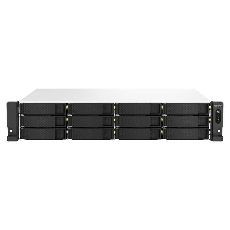 QNAP TS-1264U-RP-8G - 12-Bay 2U Rack NAS, Intel Celeron 2.0/2.9GHz, 8GB DDR4, Redundant PSU, Aluminum/Black