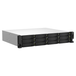 QNAP TS-1264U-RP-8G - 12-Bay 2U Rack NAS, Intel Celeron 2.0/2.9GHz, 8GB DDR4, Redundant PSU, Aluminum/Black