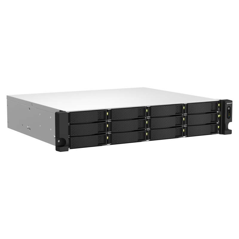 QNAP TS-1264U-RP-8G - 12-Bay 2U Rack NAS, Intel Celeron 2.0/2.9GHz, 8GB DDR4, Redundant PSU, Aluminum/Black