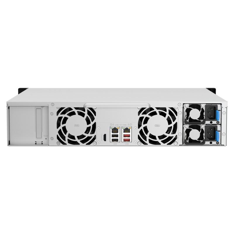QNAP TS-1264U-RP-8G - 12-Bay 2U Rack NAS, Intel Celeron 2.0/2.9GHz, 8GB DDR4, Redundant PSU, Aluminum/Black