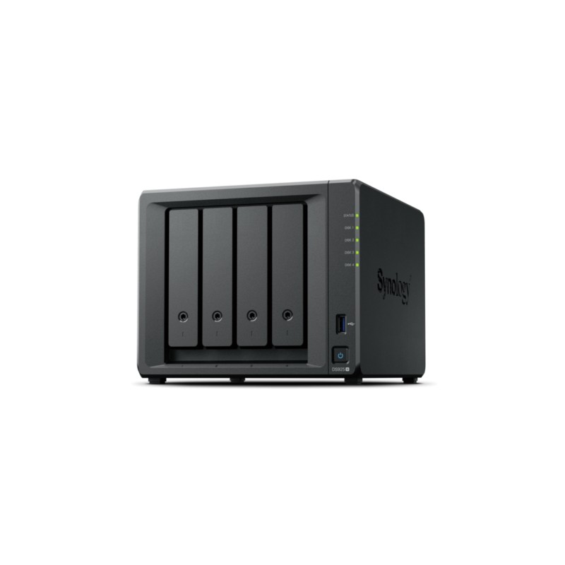Synology DiskStation DS925+ - 4-Bay NAS - AMD Ryzen V1500B 2.2GHz, 4GB DDR4, 2x2.5GbE, Black