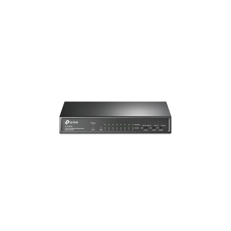TP-Link TL-SF1009P - 9-Port Fast Ethernet Unmanaged Switch, 8x PoE+ Ports, 65W Budget, Black
