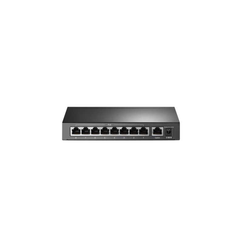 TP-Link TL-SF1009P - 9-Port Fast Ethernet Unmanaged Switch, 8x PoE+ Ports, 65W Budget, Black
