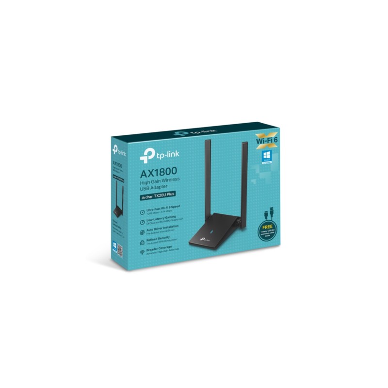 TP-Link Archer TX20U Plus V1 - WiFi 6 USB 3.0 Adapter - Dual-Band, High-Gain Antennas, Up to 1800 Mbps