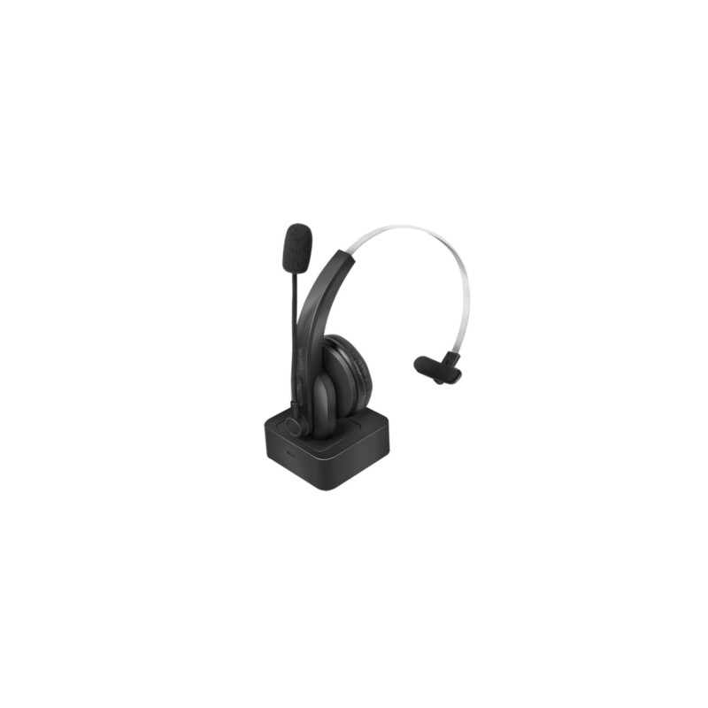 LogiLink Bluetooth Mono Headset - BT0059 - Black, On-ear, Boom Mic, Charging Stand, Bluetooth 5.0