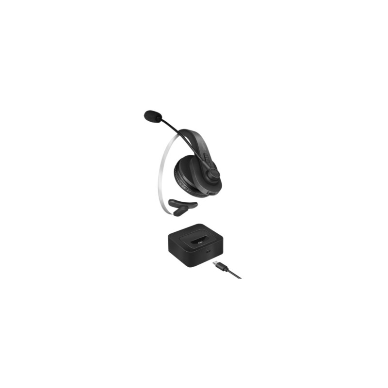 LogiLink Bluetooth Mono Headset - BT0059 - Black, On-ear, Boom Mic, Charging Stand, Bluetooth 5.0