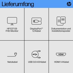 HP E27 G5 Monitor - 6N4E2AA ABB - 27inch FHD IPS, 75Hz, 5ms, HDMI/DisplayPort, USB — Buy in Cyprus with Fast Delivery